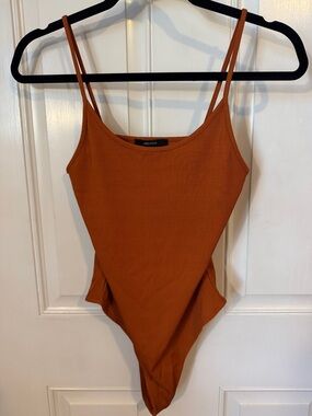 Forever 21 Rust Ribbed One-Piece Bodysuit